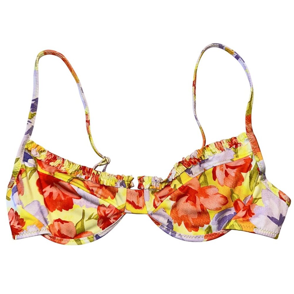 NWOT Heavy Manners Ruffled Up Spring Floral Underwire Bikini Top Women's X-Small